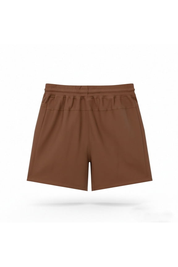 Mens Casual Shorts, Minimalist Solid Stitched Side Detail, Relaxed Fit for Home Lounging Daily Neighborhood Wear Brown S