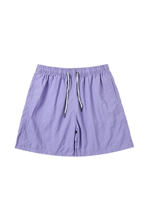 Mens Essential Basic Beach Shorts, Adjustable Drawstring Waist with Water Resistant Fabric for Seaside Leisure Vacation Moments Purple L