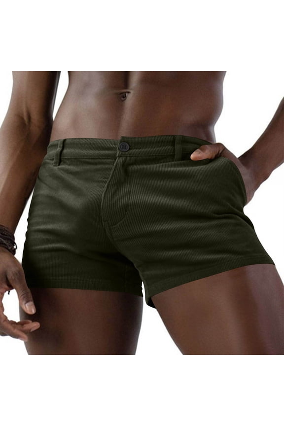 Mens Mid Rise Lightweight Linen Blend Street Shorts, Adjustable Waist System, Unrestricted Cutting for Relaxed Mobility Green L