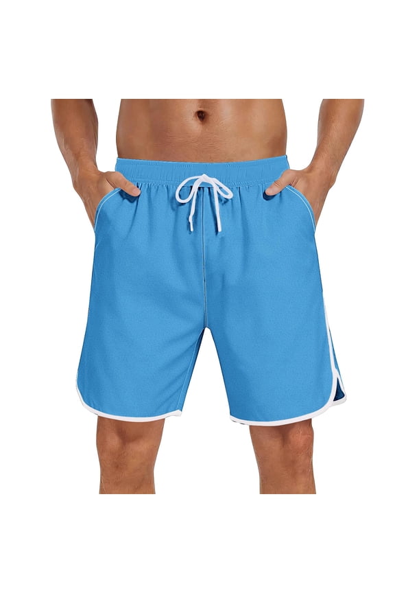 Mens Mid Rise Roomy Multi-Pocket Cargo Bottoms, Button Fly Heavy Duty Wear Resistant Outdoor Shorts Blue S