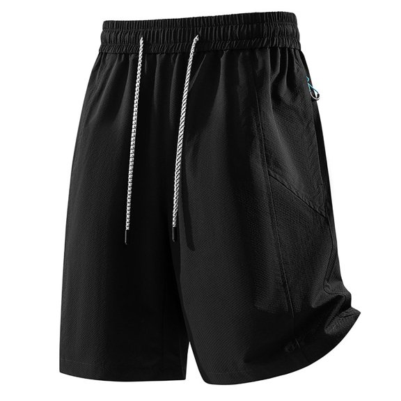 kosheko Mens Quick Dry Shorts, Mesh Side Panels Contrast Drawstring, Functional Fabric for Daily Gym Running Fitness Training Black M