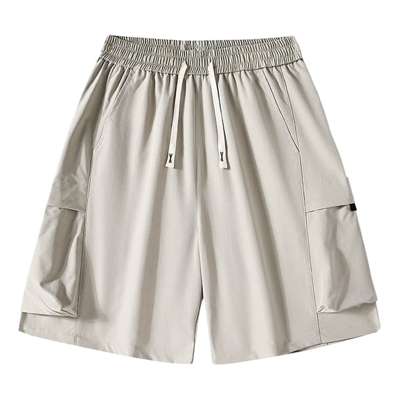 kosheko Mens Solid Drawstring Cargo Shorts, Loose Relaxed Fit with Durable Tear Resistant Fabric for Streetwear Urban Casual Outfits Gray S