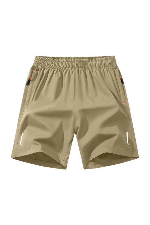Mens Zipper Side Pocket Quick Dry Athletic Shorts, Straight Relaxed Fit with Breathable Wrinkle Resistant Fabric for Running Training Yellow XXL