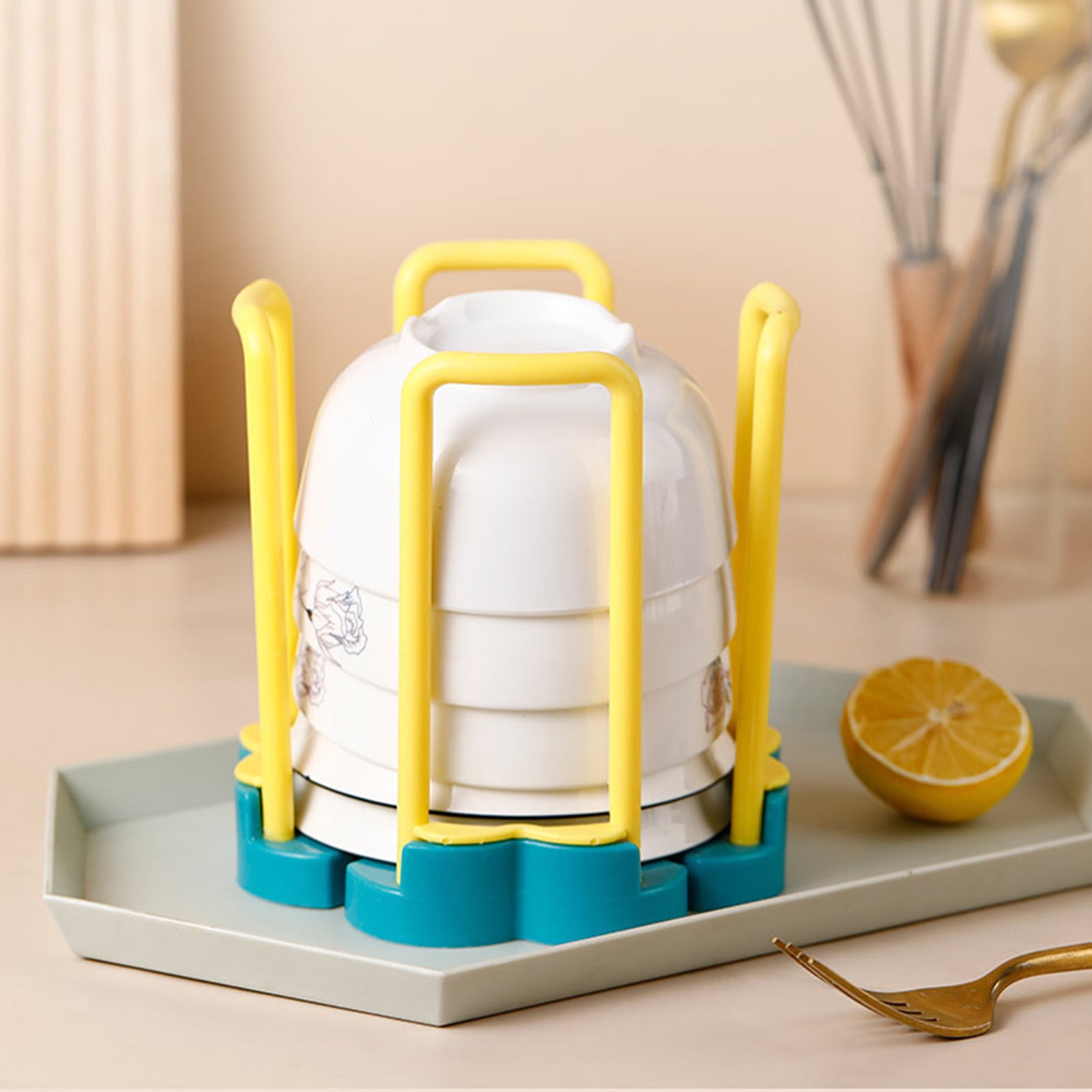 kosheko Novelty Dish Drying Rack, Extending Plastic Bowl Drying Rack