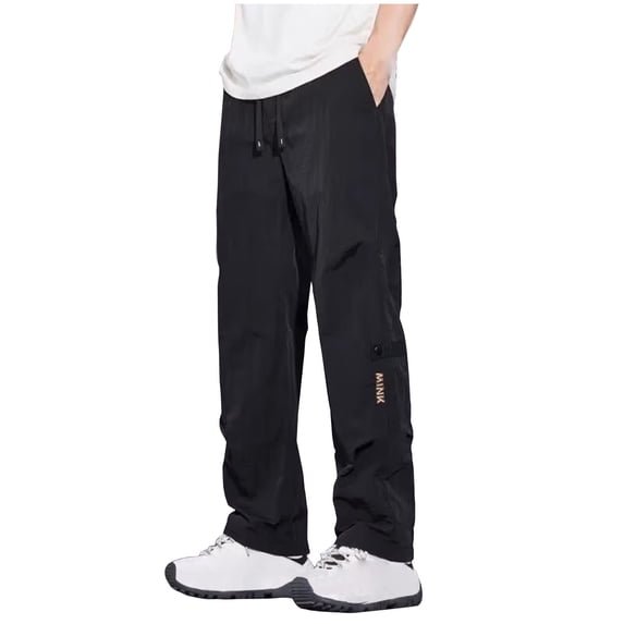 kosheko Parachute Lightweight Cargo Pants for Men Stretch Lightweight Hiking Work Pants with Multi Pockets Black L