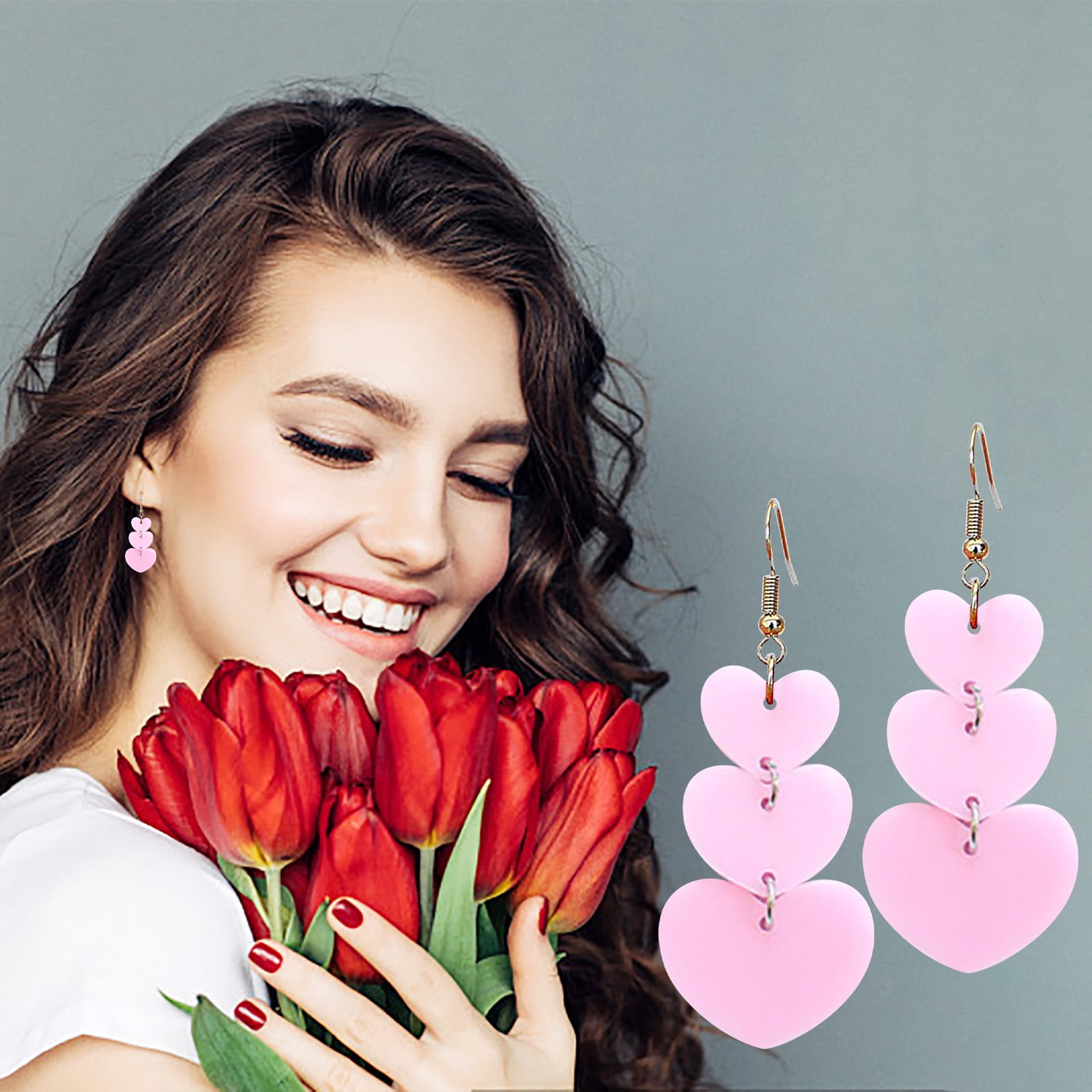 kosheko Summer Popular Earrings Fashion Acrylic Sweet Love Earrings