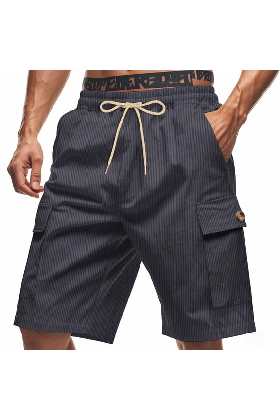 Versatile Solid Color Multiple Pockets Drawstring Elastic Waist Shorts Casual Fashion Comfortable Lightweight Short Pants for Outdoor Daily Activities Summer Wear Blue M