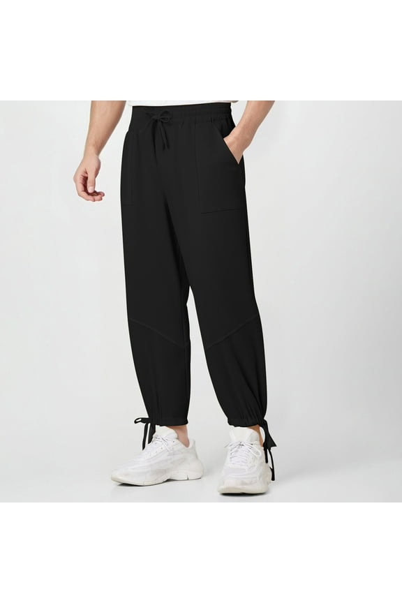 Women Linen Harem Pants Summer Drawstring Casual Lounge Baggy Pant Beach Travel Vacation Trousers with Pockets Black S