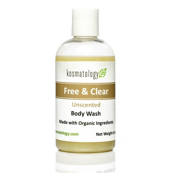 kosmatology® Free & Clear Organic Body Wash | Moisturizing Body Cleanse | Clean, Nourishing, Ingredients, Free of Fragrance and Essential Oils | 8 fl oz