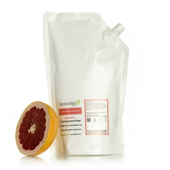 kosmatology Grapefruit Organic Foaming Hand Soap Refill | Moisturizing Hand Wash | Clean Ingredients, Infused with Essential Oils | 34 fl oz