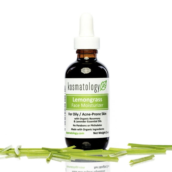 kosmatology Lemongrass Organic Face Moisturizer | Acne and Oily Skin Types | Infused with Lemongrass and Rosemary Oils | Vegan and Cruelty-Free | 2 fl oz
