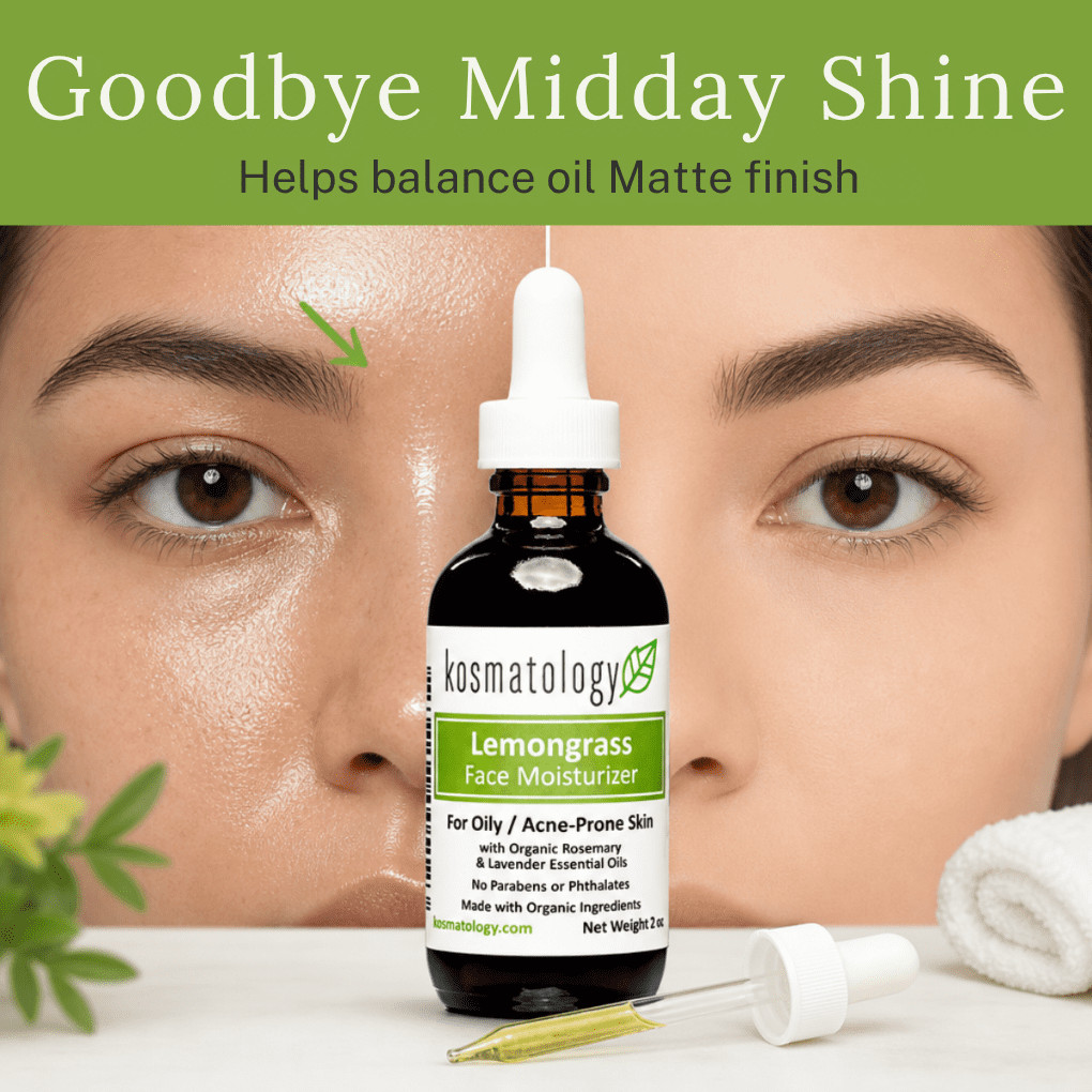 kosmatology® Lemongrass Organic Face Moisturizer | Acne and Oily Skin Types | Infused with Lemongrass and Rosemary Oils | Vegan and Cruelty-Free | 2 fl oz
