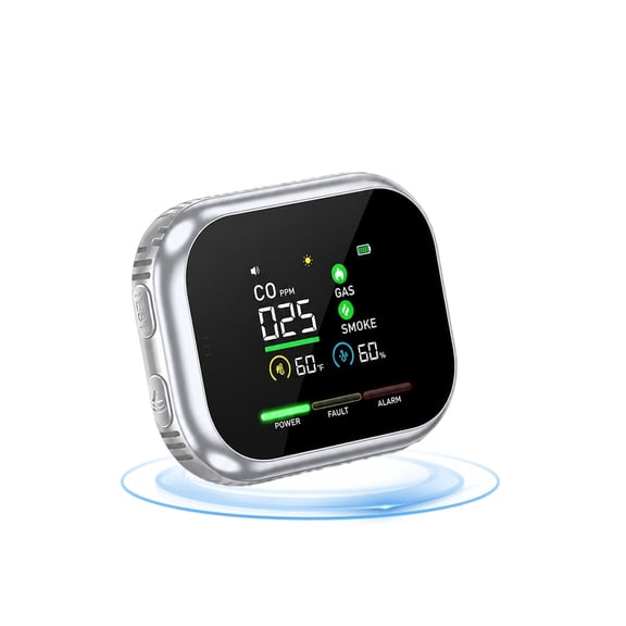kovex co detector,6-in-1 Home Air Quality Monitor with Gas Readings, Temperature & Humidity Display, Digital Indoor Monitoring Device for Apartment, RV & Daily Use