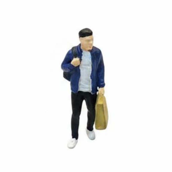 kowaku 1/64 Miniature Man Figurine with Backpack Ready to Display Miniature Figurine with Tote Bag Fine Workmanship Painted for Collectors