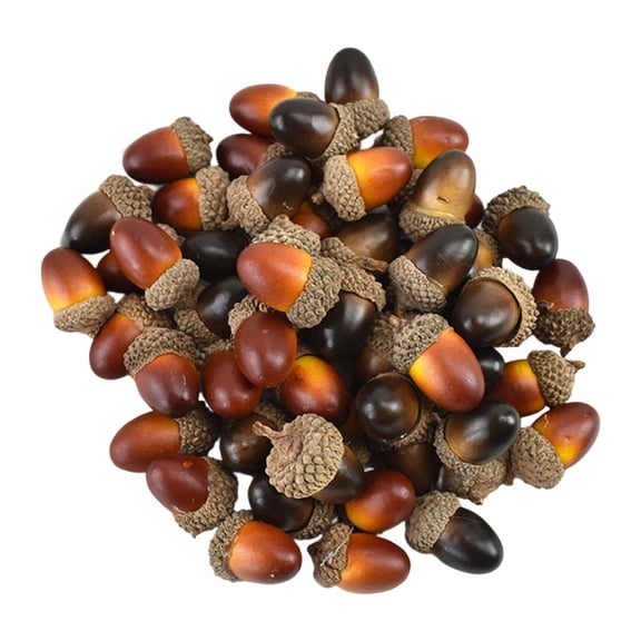 kowaku 100Pcs Artificial Acorns Simulation Fruit Props Photoraphy Supplies Realistic Nut Ornament Fake Oak Nut for Home Autumn Favor