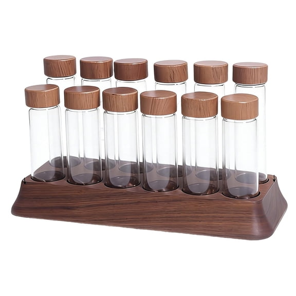 kowaku 12 Pieces Coffee Cellars Single Dose Coffee Bean Storage Tube Airtight Glass Vials with Funnel for Display Organization Suitable for Kitchen Counter O 6 S 6 L