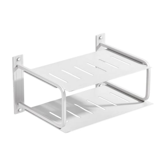 kowaku 2 Layers Shelf Wall Mount Router Shelf Holder Home Organizer Storage Box for Socket Bedroom Player Office White