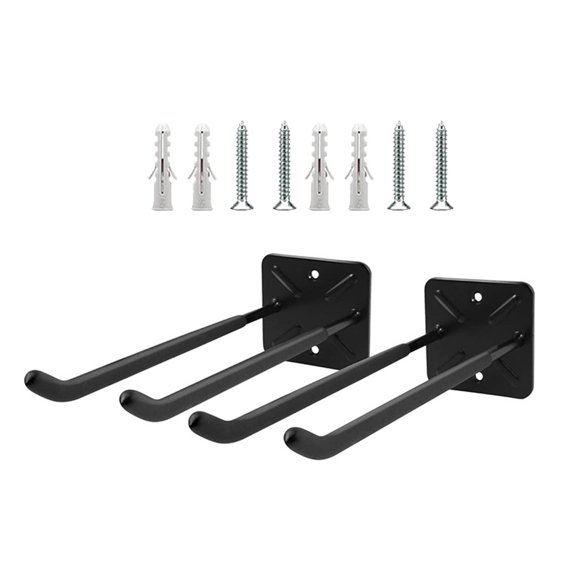 kowaku 2 Pieces Wall Mount Tire Storage Hooks Organizer Garage Utility Hooks Double Line Hooks Metal Hanger Suitable for Home Storage Workshop Organization Black