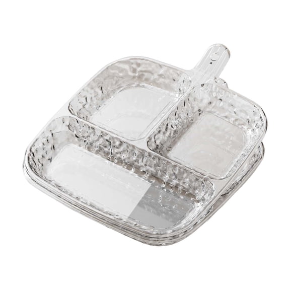 kowaku 2Pcs Divided Plates Divided Platters with Handle Lightweight Tableware Side Dish Trays for Fruit Kitchen Dipping Sauces Snack Clear