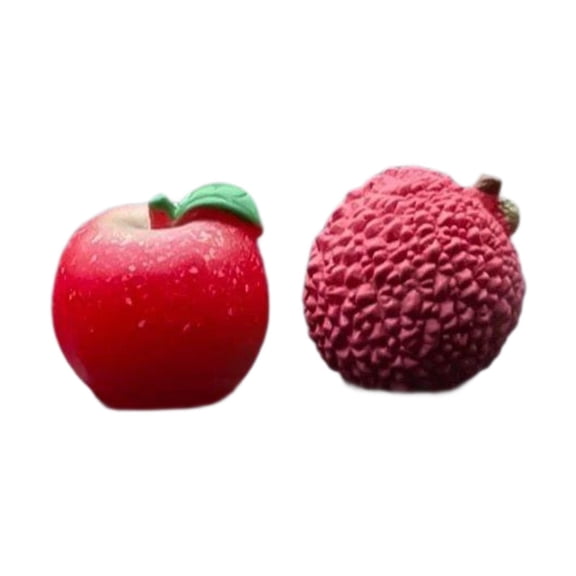 kowaku 2Pcs Fruit Car Dashboard Decorations Center Console Ornaments Funny Statue Mini Universal Fruit Figurines for Restaurant Apple Lychee