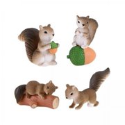 kowaku 2x 4 Piece Squirrel Figures Toy Set Christmas Birthday Gift Craft Realistic Mini Squirrel Figure Collection Miniature Squirrel Figure for Desk 2 Pcs