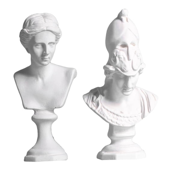 kowaku 2x Greek Classical Head Bust Statue Roman Statue Mythology Sculpture Figurine for Sketch Model Art Drawing Resin Crafts Ornaments