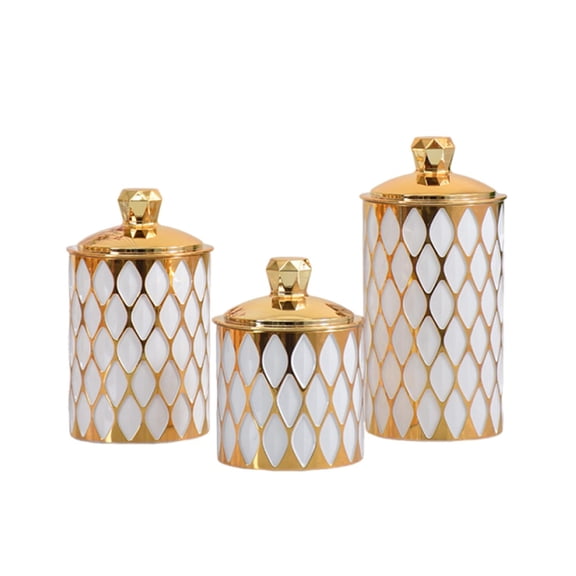 kowaku 3 Pieces Food Storage Jars with Lid Candy Jar Household Airtight Tea Canister for Nuts Pasta Candies Coffee Beans Dining Room white trim
