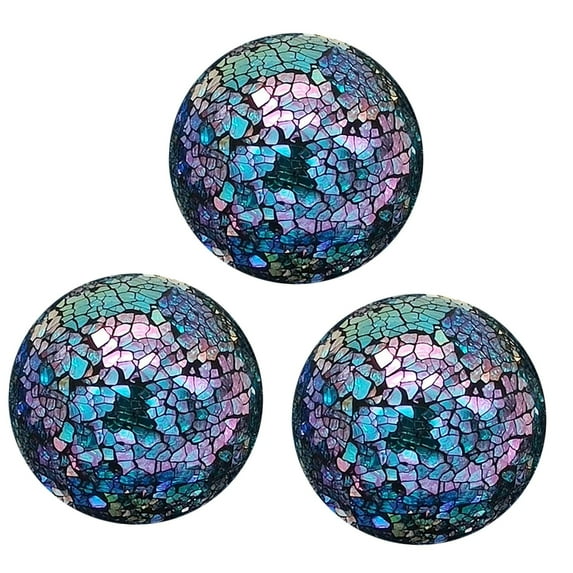 kowaku 3Pcs Glass Mosaic Balls Mosaic Sphere Balls Home Decor Modern Plate 8cm Decorative Orbs for Basket Filler Vases Wedding Bowls Turquoise