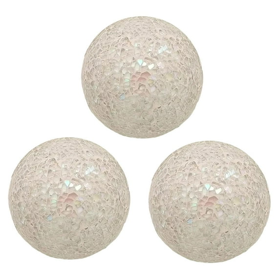 kowaku 3Pcs Glass Mosaic Balls Mosaic Sphere Balls Home Decor Modern Plate 8cm Decorative Orbs for Basket Filler Vases Wedding Bowls