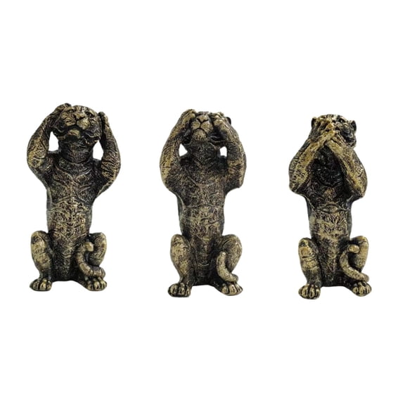 kowaku 3Pcs Small Tiger Statues Realistic Resin Figurines for Bookcase Desktop Home Black