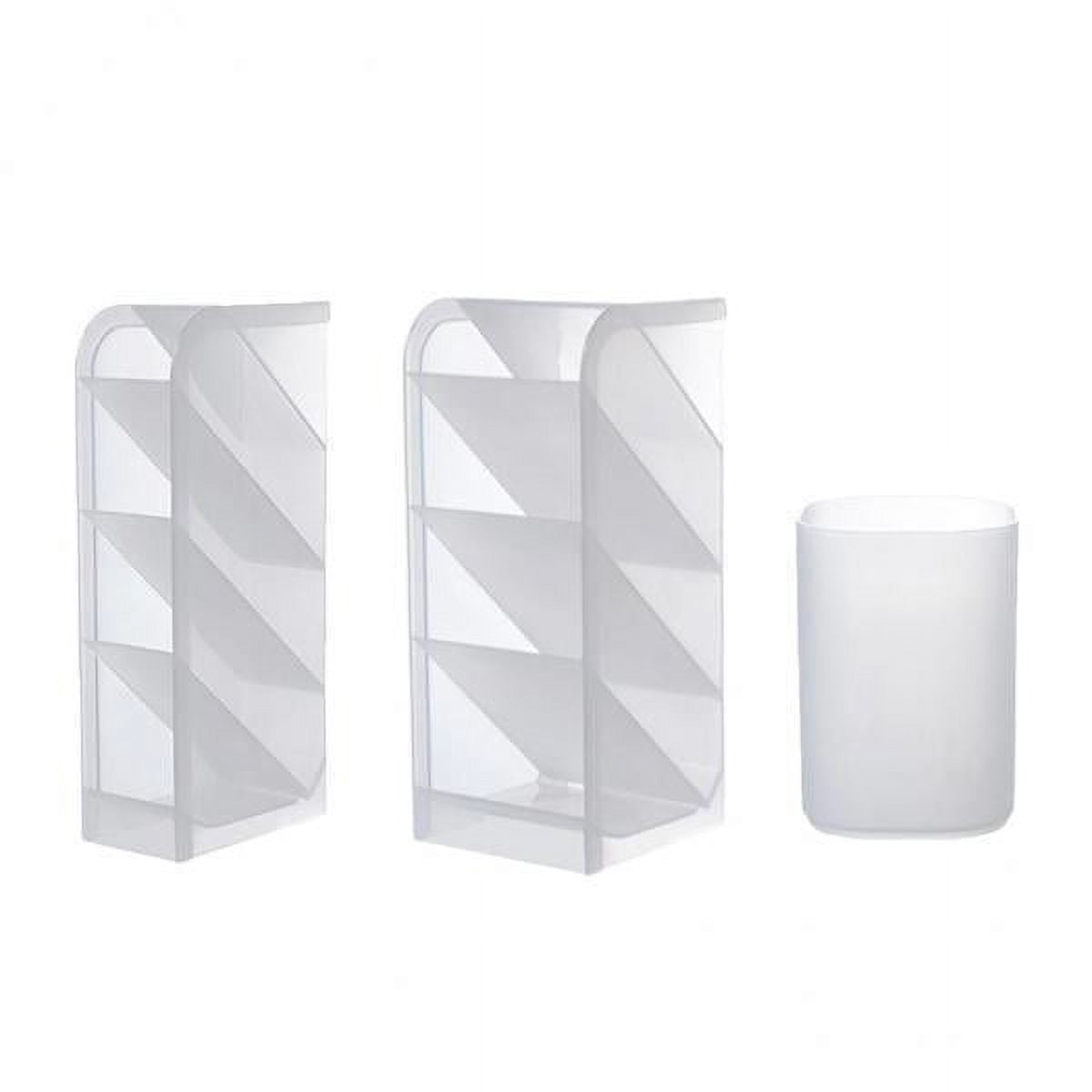 kowaku 3xPlastic Desktop Stationary Organizer Paint Markers Pen Holder Rack White 3 Pcs