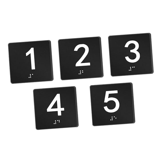 kowaku 5 Pieces Exam Room Sign Numbers Braille Identification Raised Aluminum Composite Room Number Directional Assistance Suitable for Office Doors Institution Dormitories Hotels Test Center