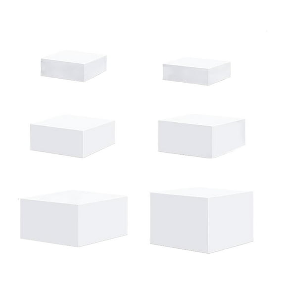 kowaku 6 Pieces Acrylic Cube Display Box Riser Nesting Riser Table Stand Food Display Stand Food Riser for Collection Cake Jewelry White