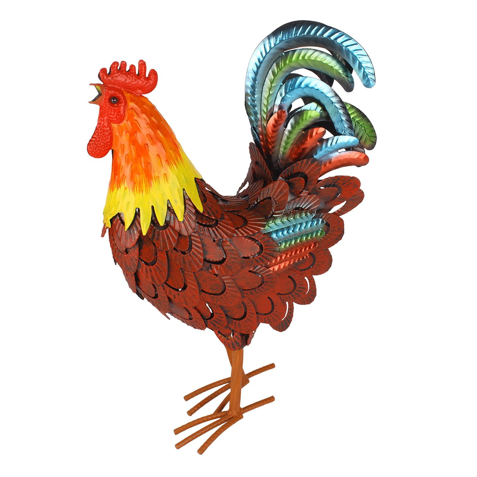 kowaku Animal Figurine Chicken Yard Art Sculpture Home Outdoor Figure Garden Statue Lawn Ornament for Fence Flowerbed Porch Red