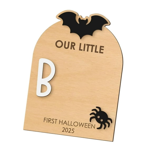 kowaku Baby's First Halloween Footprint Plaque DIY Decorative Board Gift Photoshoot Prop Keepsake Little Boo Sign for Family Holiday Bat