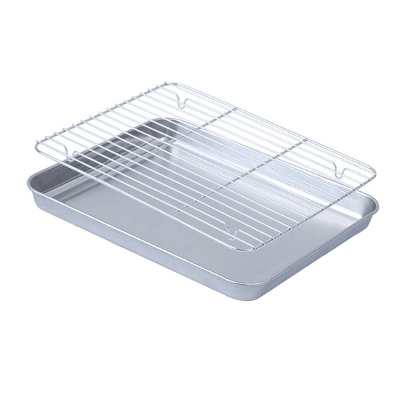 kowaku Baking Pan Cookie Pan with Wire Rack Heavy Duty Bakeware Bread Pans Cooling Rack Oven Tray for Hotels Baking Roasting Cooling 22cmx17.5cm