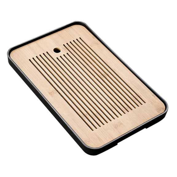 kowaku Bamboo Tea Drian Tray Bamboo Tea Set Tray Chinese Tea Table with Water Storage Box for Office Tea Room Hotel Household Wood Color