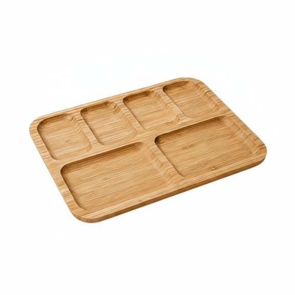 kowaku Bamboo Tray Keeping Wooden Divided Tray Transparent Plate for Sweet Display, Buffet