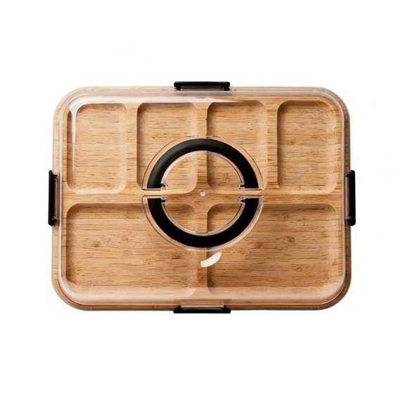kowaku Bamboo Tray Keeping Wooden Divided Tray Transparent Plate for Sweet Display, Buffet