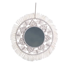 kowaku Boho Mirror Decor Decorative Mirror Handmade Wall Mounted Macrame Mirror, Hanging Wall Mirror,Wall Decor Mirror for Apartment