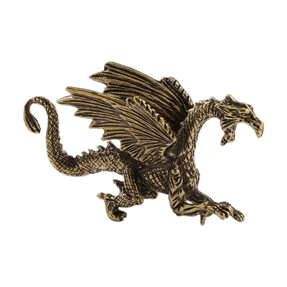 kowaku Brass Small Flying Dragon Statue 2.5x1.5inch Tabletop Ornament Kung Fu Tea Pet Miniature for Side Table Collection Accessory