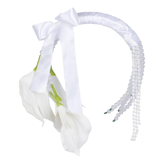 kowaku Bridal Bouquet, Artificial Flowers with Pearl Embellishment, Silk Flowers, Realistic Appearance, Practical for Wedding Ceremony And Wedding Photos Design A