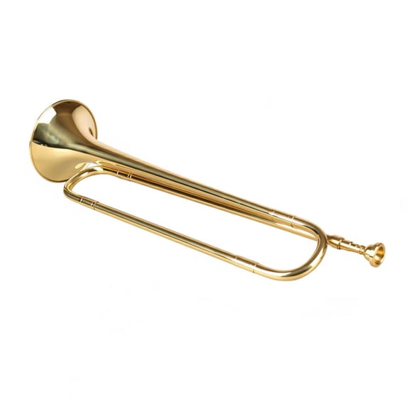 kowaku Bugle Playable Gold Bugle Portable Musical Instrument for Students, Teenagers, Drum Corps, Marching Band, Gold