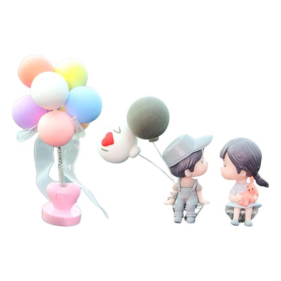 kowaku Car Dashboard Decorations Couple Doll Accessories for Home Women Office , Grey Couple Doll , Girl 4cmx6cm, boy 4cmx9cm, spring balloon height 11.5cm