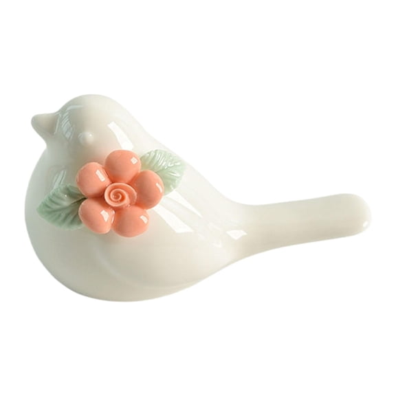 kowaku Ceramic Bird Statue Home Decoration Modern Styles Artcrafts Decorative Ornament Bird Figurine for Micro Landscape Accessories orange flower