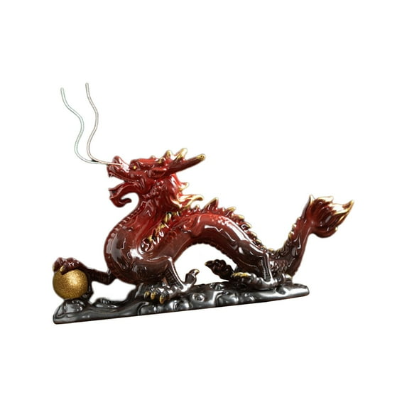 kowaku Ceramic Chinese Dragon Statue Dragon Figurine Feng Shui Statue Chinese Dragon Sculpture for Fireplace Spring Festivals Office Red