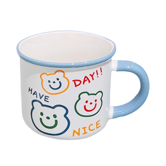 kowaku Ceramic Coffee Mug Milk Mug Breakfast Mug Cartoon Cute with Handle Reusable Dinnerware Novelty Tea Cup Water Cup for Beverage Blue