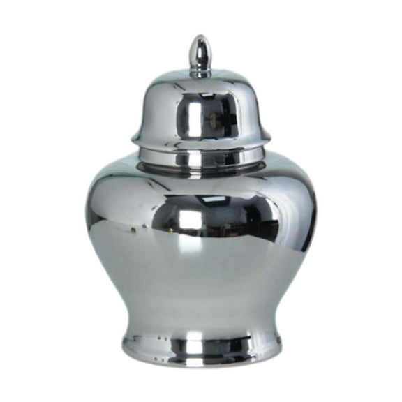 kowaku Ceramic Flower Vase Porcelain Ginger Jar Home Decoration Multipurpose Decorative Storage Jar Temple Jar for Cafe Office Shelf Silvery