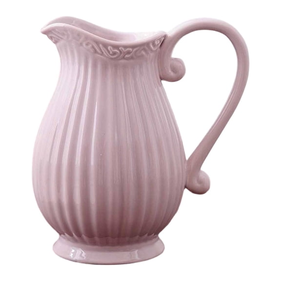 kowaku Ceramic Pitcher Vase Decorative Jug Vase Farmhouse Centerpiece Pottery Flower Holder Hydroponic Plant Pot for Party Christmas Light Pink