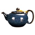 thumbnail image 1 of kowaku Ceramic Teapot Ceramic Kettle 750ml Home for Boiling Hot Water Tea Maker for Camping Tea House Kitchen Tea Lovers Gift Hiking blue side handle, 1 of 9